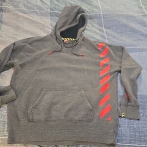 Nike Gray Hoodie with Red Diagonal Stripe
